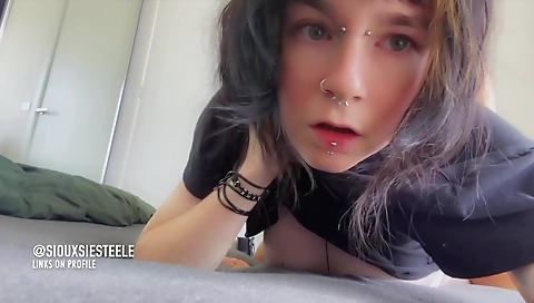 Big booty shemale with small tits gets fucked with a strap on