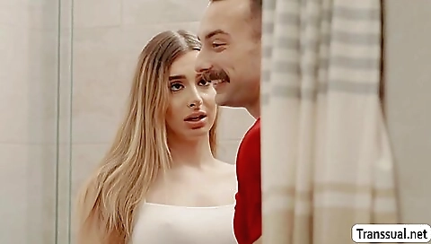 Blonde slutty takes on two dicks