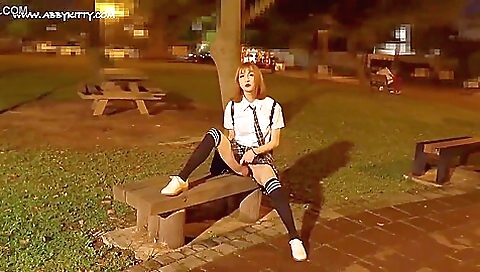 Hot chick with big tits in black stockings and mouth